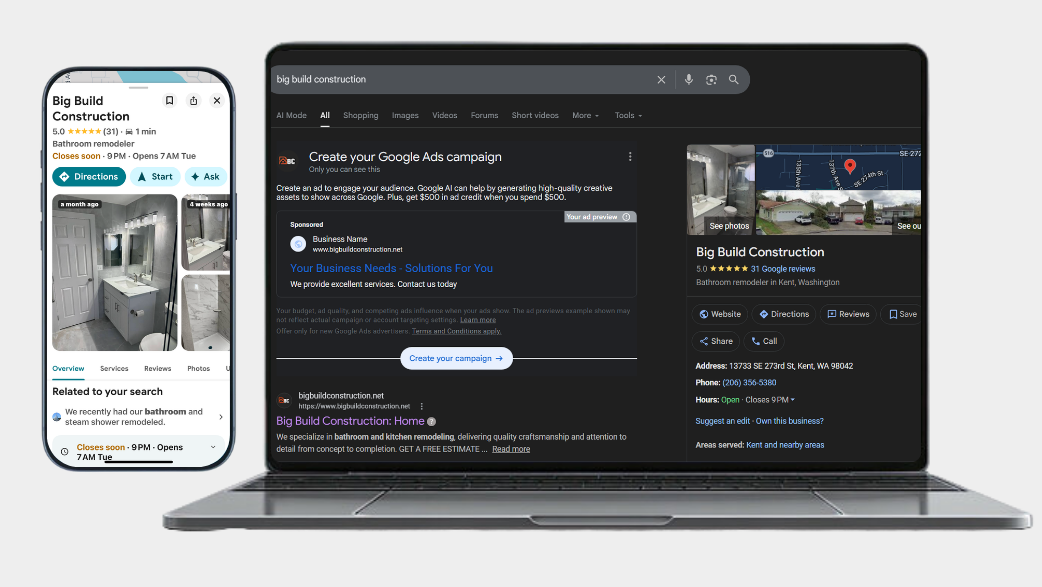 Big Build Construction Google Business Profile